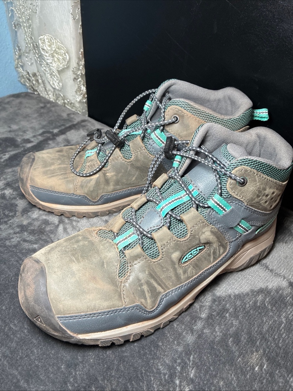 Keen Kids Brown and Teal Trail Hiking Boots